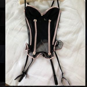 Victoria Secret Sheer Black and pink bustier